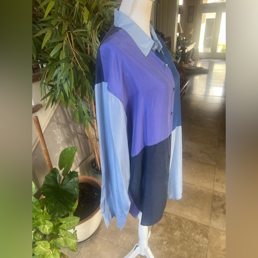 XINNO men’s color, Block 100% silk longsleeve dress shirt excellent condition - Picture 8 of 14